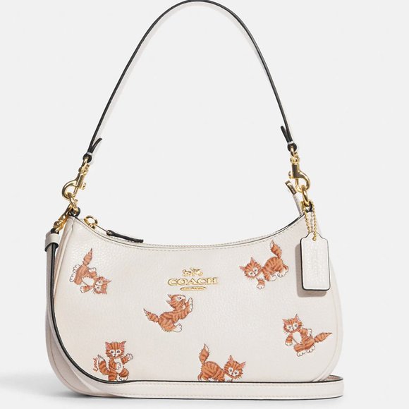 NWT -  Coach Teri Shoulder Bag With Dancing Kitten Print - CC777 - Super Cute - Picture 1 of 12